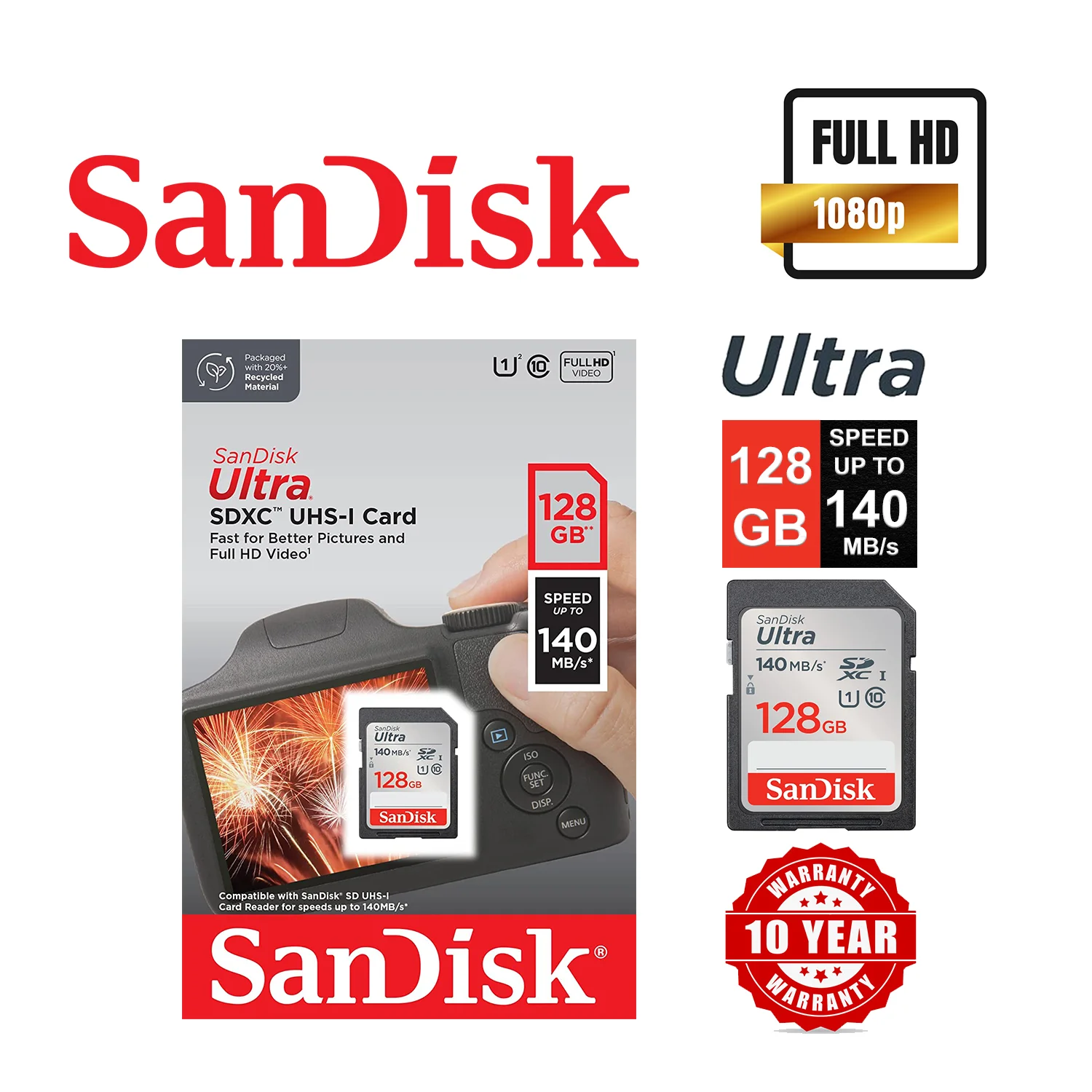 SanDisk Ultra SDHC Card 128GB 140mb/s