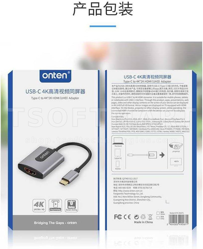Onten Otn-9587S Usb-C to Hdmi Adapter 4K