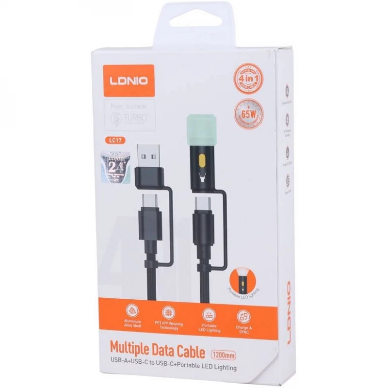 LDNIO LC17/Lc18 65W 4-in-1 Fast Charging Cable