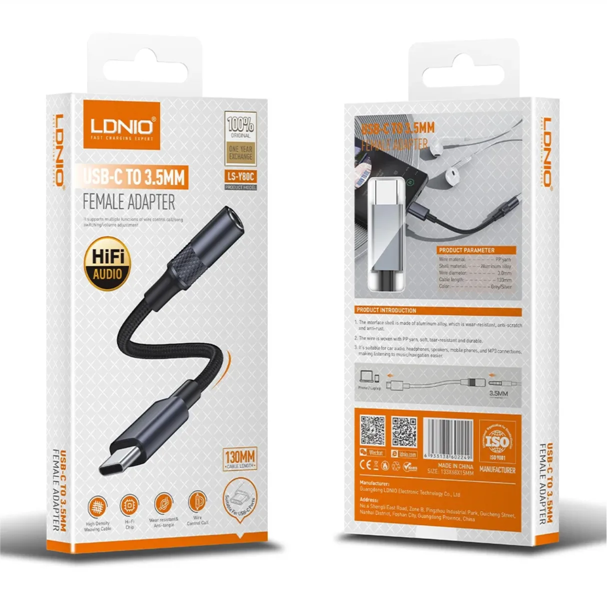 Ldnio Ls-Y80C USB-C to 3.5mm Female Adapter
