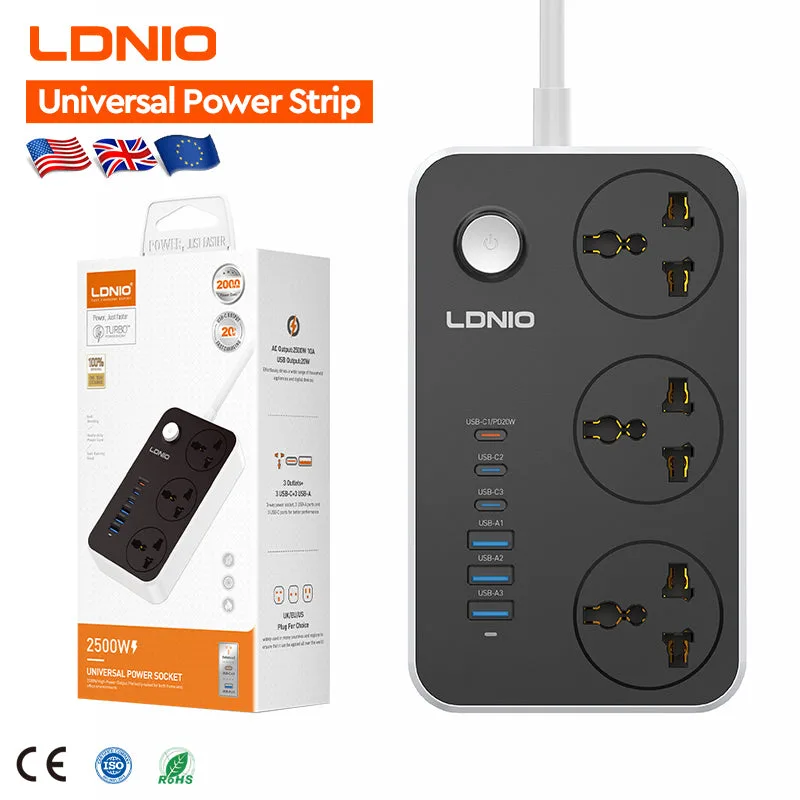 Ldnio SC3604C 6 USB/3 Sockets