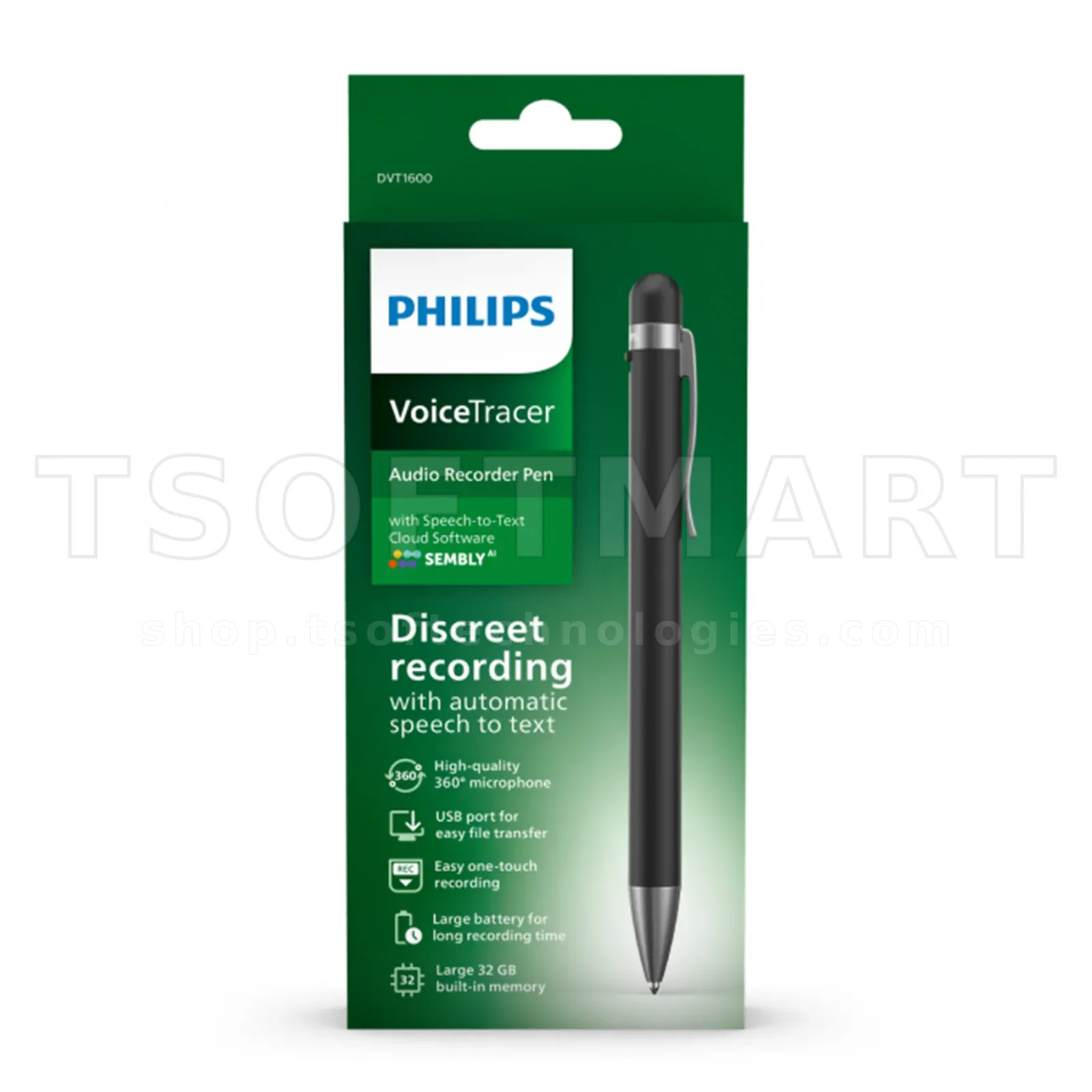 Philips DVT1600 Voice Tracer Audio Recorder Pen