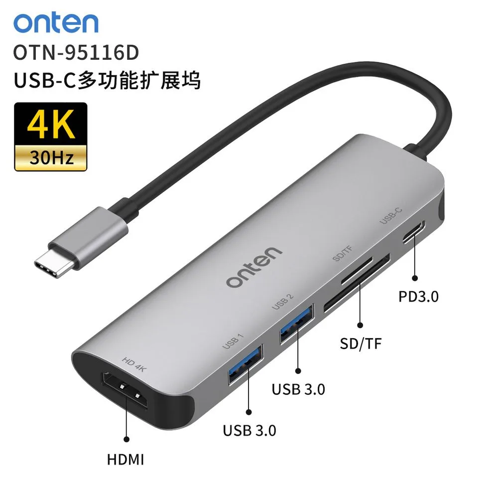 Onten Otn-95116D/95116 6-in-1 USB-C Multi-function Hub