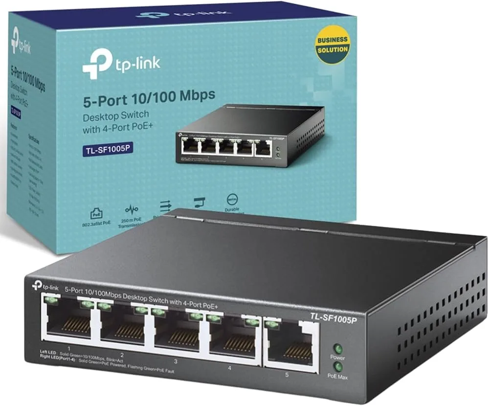 TP-LINK TL-SF1005P 5-Port 10/100Mbps Desktop Switch with 4-Port POE+