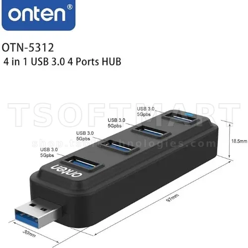 Onten Otn-2312/5312 Usb to 4-Ports Usb 3.0 Hub