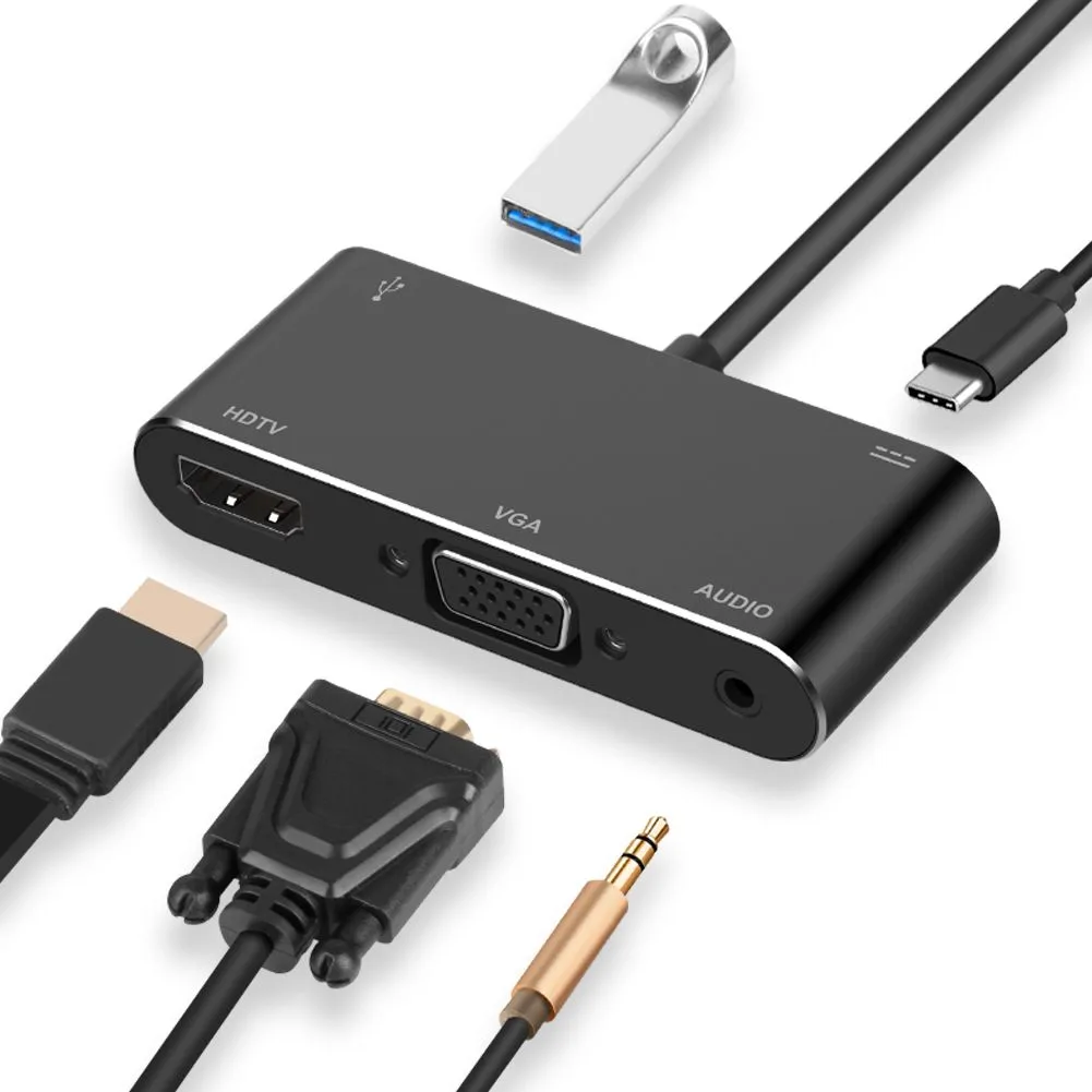 Onten OTN-9573S USB-C to Hdmi/Vga/Audio Hub 4K