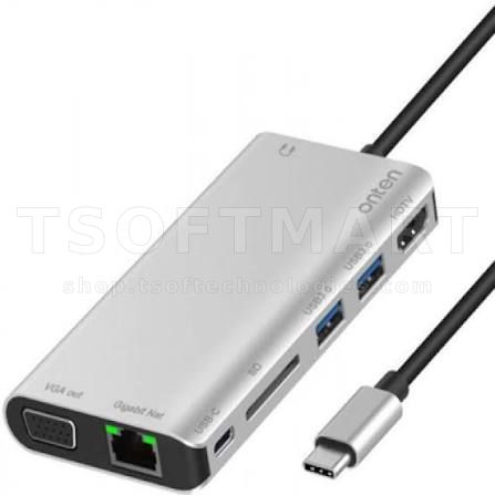 Onten Otn-9591B Type-C 8-in-1 Multi-Function Dock Station (Lan,Vga, HDMI)
