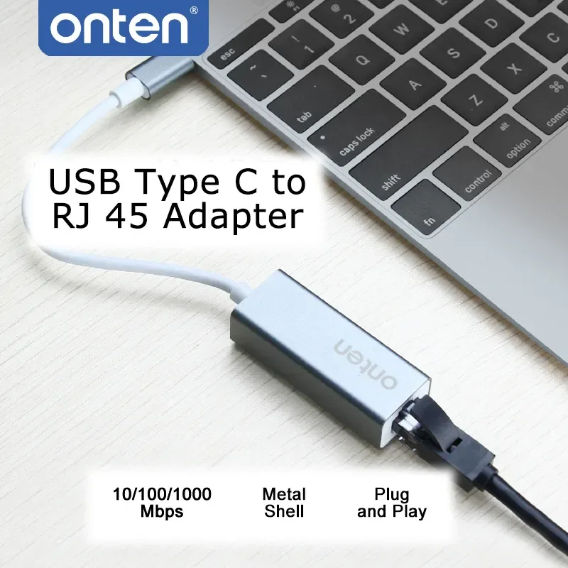 Onten OTN-9593 4 in 1 USB-C to 3 Ports USB 3.0 Hub with LAN Adapter