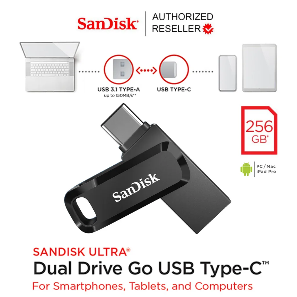 SanDisk Ultra Dual Drive Go USB Type C 3.1 256GB Flash