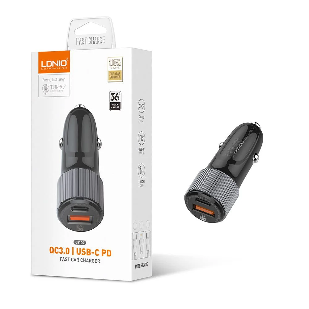 Ldnio 36W C510Q Dual Ports Fast Car charger iPhone