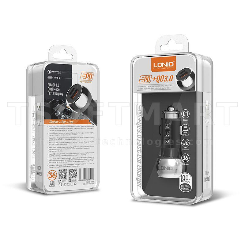 Ldnio C1 38W Type C Car Charger Quick Charge 3.0 & PD Fast